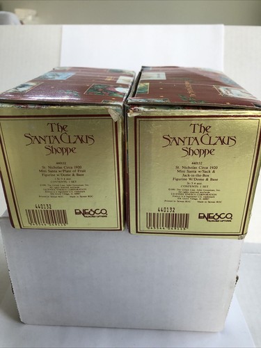 Lotto di 2 statuine Babbo Natale in miniatura con cupola Shoppe 3” scatola originale - Foto 5 di 8