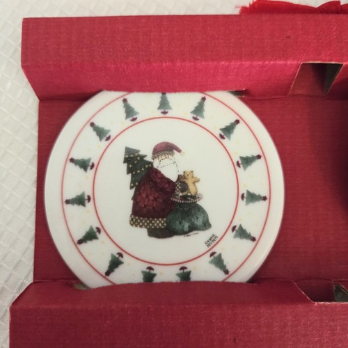 Vtg Magic Of Santa Christmas Ornaments Debbie Mum Ceramic Discs By Sakura - Picture 6 of 7