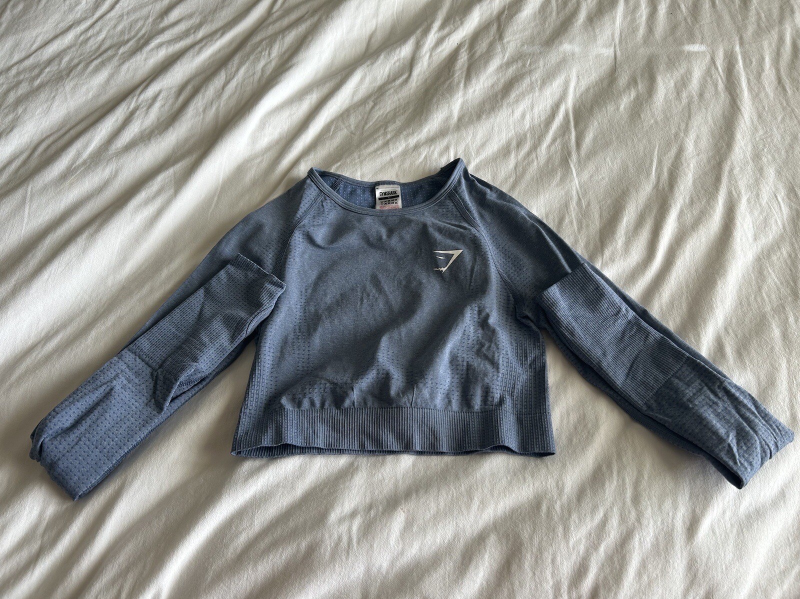 Gymshark Vital Seamless Cropped Top Evening Blue Marl Small