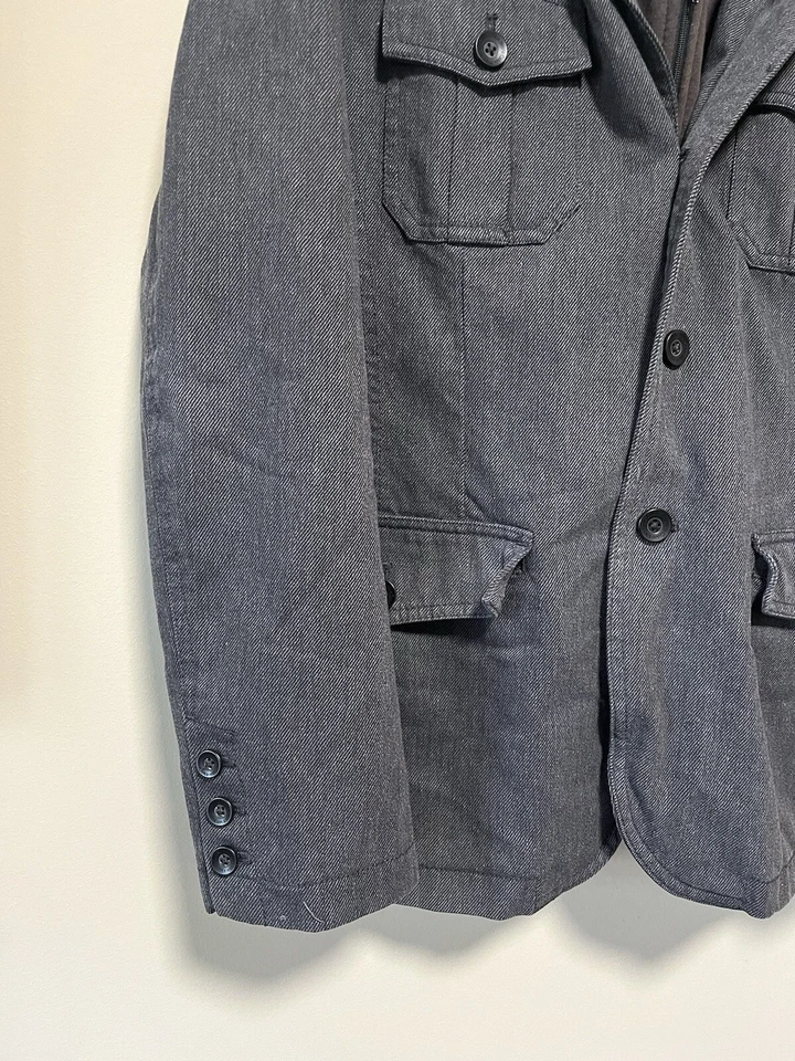 Chaqueta Calvin Klein Chore Abrigo Denim Utilitario Granero Mediano Forrado a Cuadros Gris Capucha Foto 4 de 4