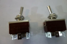 2 Ea - DPDT 15 Amp 250Vac Toggle Switches   1/4" Tab Terminal w/ hole
