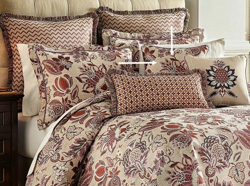 Croscill Lauryn Throw Pillow Floral Jacobean Jacquard 18"x18" Pillow New - Picture 9 of 12