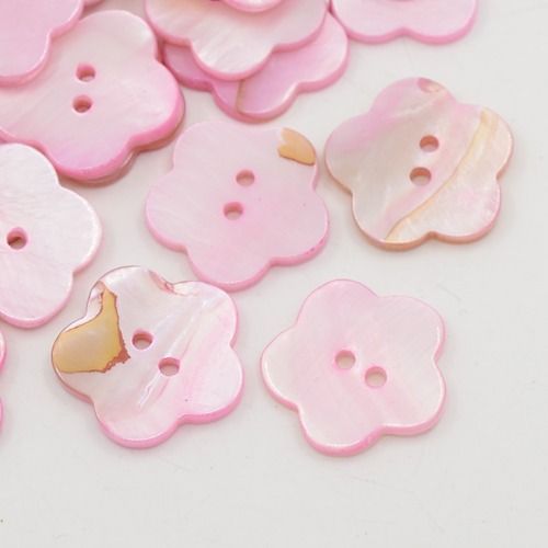 7 Perlmuttknöpfe Blume Herz Stern Muschel Naturknopf MOP Shell Button rot rosa - Bild 3 von 13