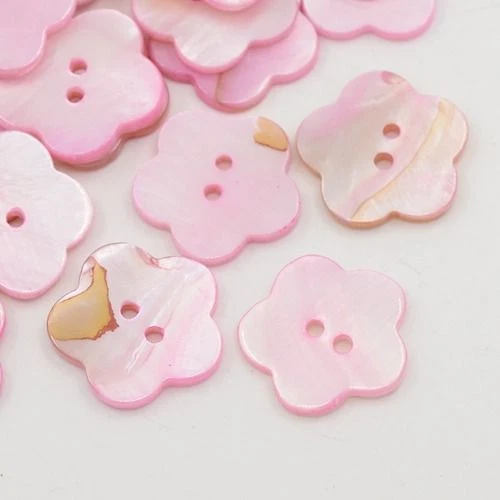 7 Perlmuttknöpfe Blume Herz Stern Muschel Naturknopf MOP Shell Button rot rosa - Bild 3 von 3