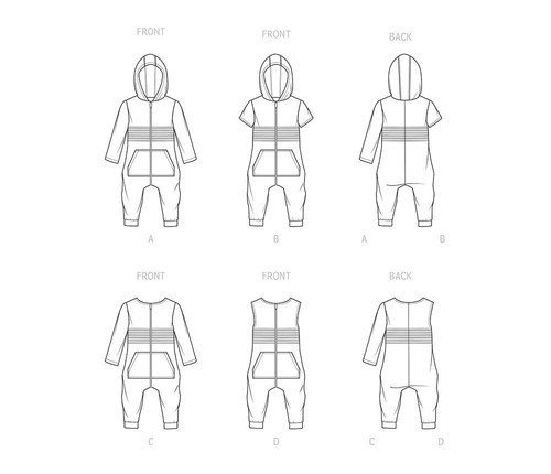 PATRÓN DE COSTURA Coser Niños Ropa Ropa Mono Capucha Niño Pequeño Bebé 9486 - Imagen 2 de 3