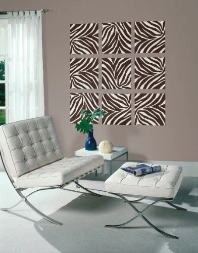 Calcomanías adhesivas cuadradas cebra marrón instinto animal de pared WPB93857 Foto 2 de 2