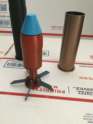 37mm Projectile large Payload finned 3D printed functional desk art Air-burst