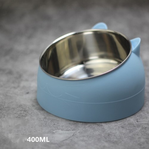 Pet Stainless Steel Tilted Raised Food Water Bowl Cat Elevated Stand Dog Dish - Picture 28 of 40