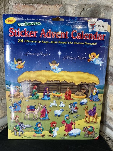 Vintage Weihnachten Adventskalender Krippe Aufkleber Peel n Reveal wiederverwendbar NOS
