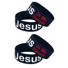 4x Jesus Is My Savior Religious Belief Bracelets Motivation Silicone Wristbands