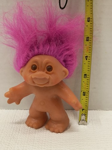 Vintage 1986 Thomas DAM Troll Doll 4.5" PINK Hair Amber Eyes - Picture 9 of 10