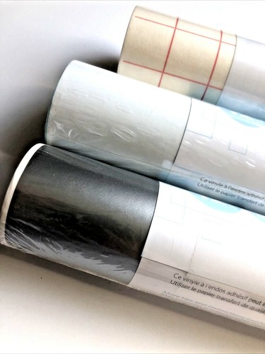 Genuine Silhouette Brand Vinyl Rolls - Lot of 3 - Transfer Paper, White, Silver - Picture 4 of 4