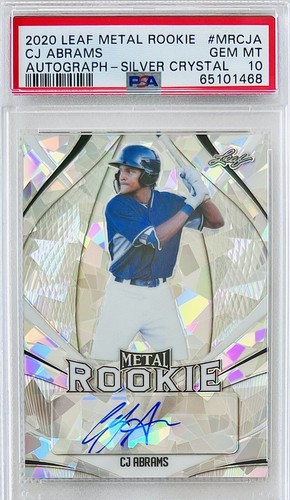 2020 Leaf Metal Rookies CJ Abrahms Auto Silver Crystal SP #/35 PSA 10 💎 Gem - Picture 1 of 3