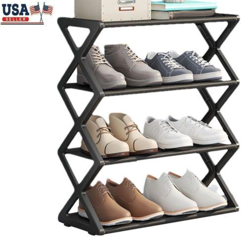 4-Tier Shoe Rack Storage Organizer Small Shoe Rack Narrow DIY Adjust Shoe Shelf - Picture 2 of 15