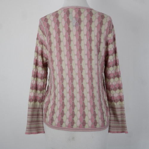 Sigrid Olsen Sz L Pink Mint Green Knit Tie Closure Acrylic Nylon Wrap Sweater - Picture 8 of 12