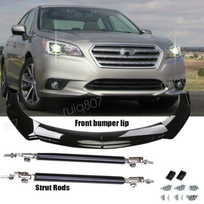 For Subaru Legacy 2010-2022 Gloss Front Bumper Lip Spoiler Splitter + Strut Rods