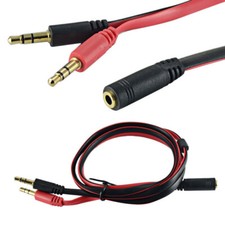 3.3FT 3.5mm AUX Audio Mic Y Splitter Cable Earphone Headphone 2 Male To 1 Female