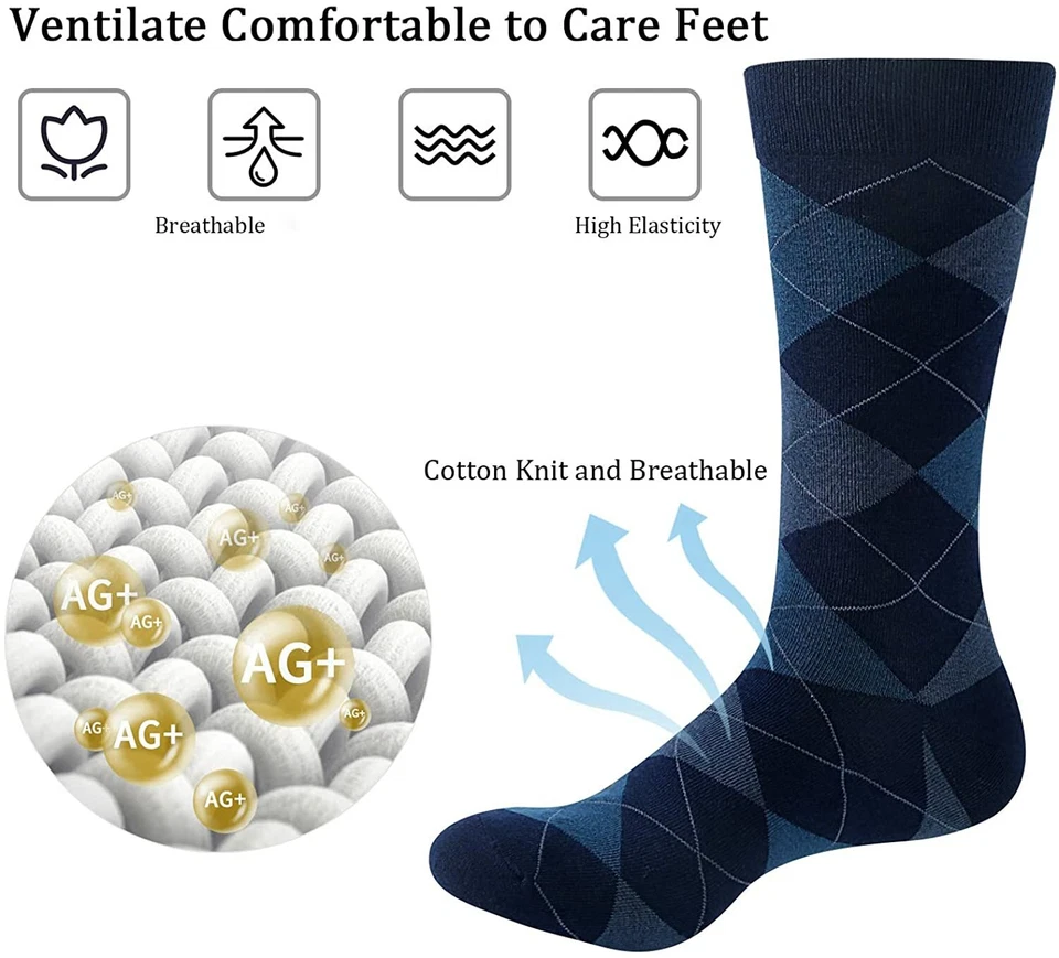 3-12 pares de calcetines de vestir clásicos formales informales de algodón negro liso para hombre talla 10-13 Foto 4 de 4