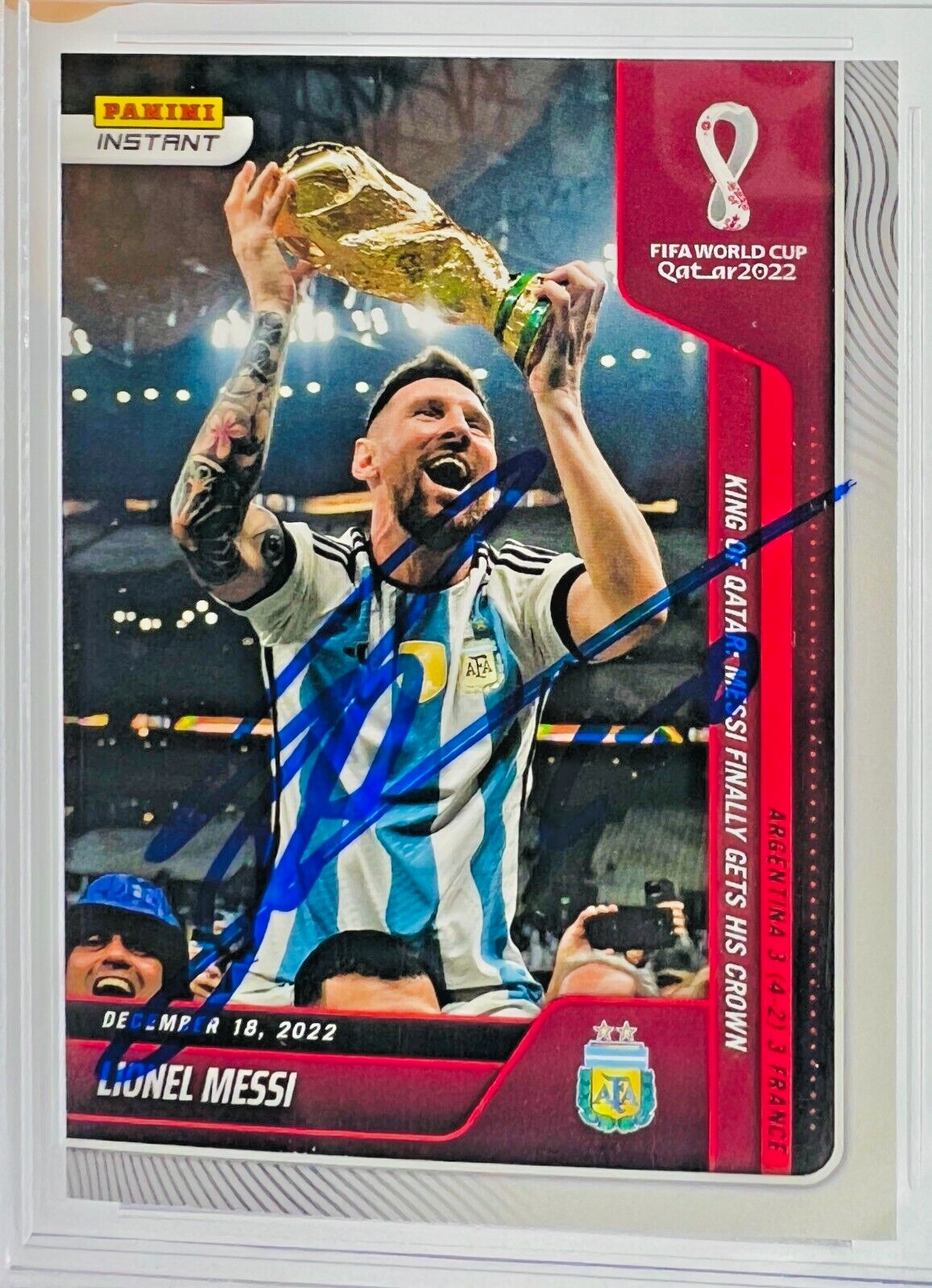 2022 Panini FIFA World Cup Qatar Signed Lionel Messi Argentina #118 Beckett  BAS