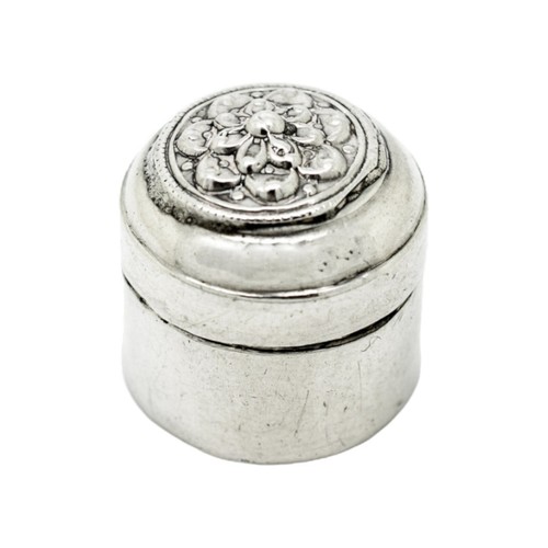 Antigüedad Medio Oriental Plata Redondo Pastillas Caja Anillo Con Loto Flor Tapa - Bild 2 von 12