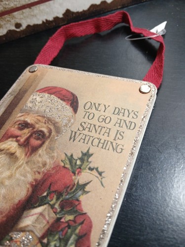 Christmas Metal Tin Sign 12x9 Santa Blessings w/ Chrismas Countdown Ornament Lot - Picture 10 of 15