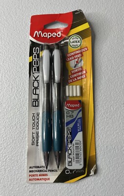 Maped Black Peps Automatic Mechanical Pencil Pack Of 2 0.7 Led Soft Touch