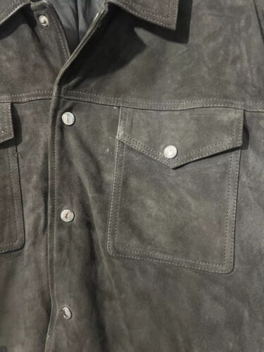 Reiss Jagger Brown Grey Suede Trucker Jacket Large - Picture 5 of 18
