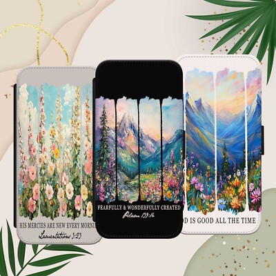 GOD FAITH ZITAT HANDYHÜLLE FÜR IPHONE SAMSUNG PIXEL FLIP WALLET MOUNTAINS