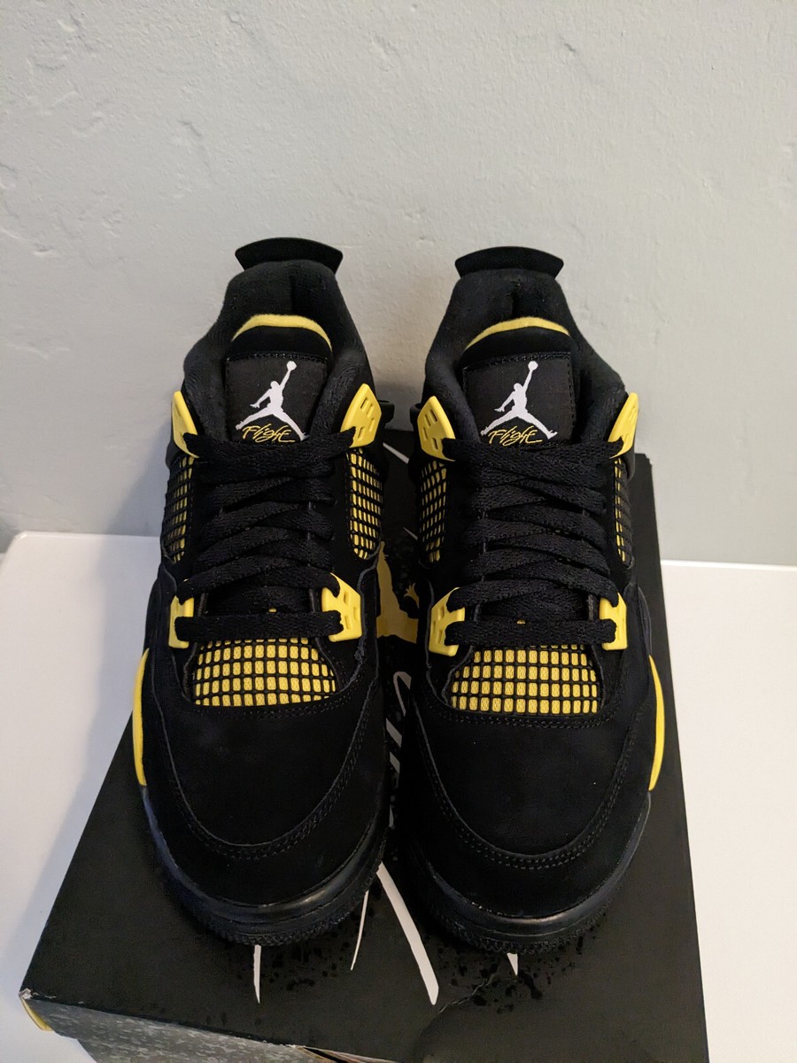Air Jordan 4 ホワイト/ブラック/イエローサイズ25.5cm Air Jordan 4 Retro Vivid Sulfur AQ9129-101 Women Size 6.5-12