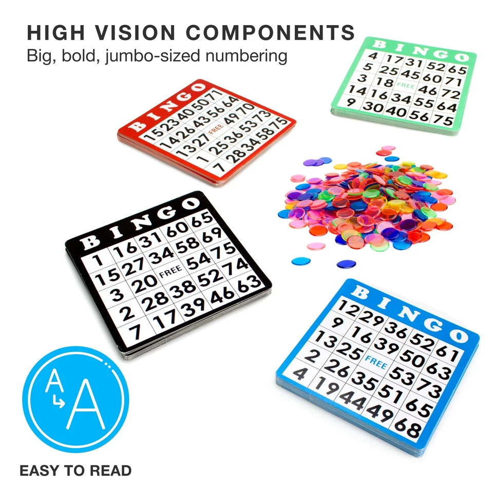 Jumbo Bingo Game Set for Adults Seniors Family & Kids - 100 Cards 500 Chips 7... - Image 4 of 4