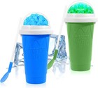 Slushy Cup 2 Pack Slushie Maker Ice Cup Silica Cup Pinch Cup Summer (Green&Blue)