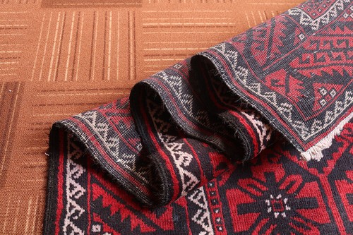 4X7 Oriental Geometric Hand Knotted Wool Traditional Vintage Tribal Red Area Rug - Picture 10 of 11