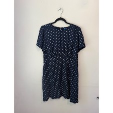 Old Navy Women Navy Blue Polka Dot Empire Waist Mini Dress XL Short Sleeve Rayon