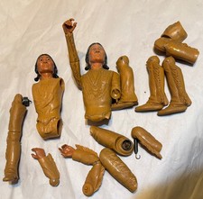 2 Vintage Marx Cherokee Chief Disassembled Action Figures Johnny West 12 Lot