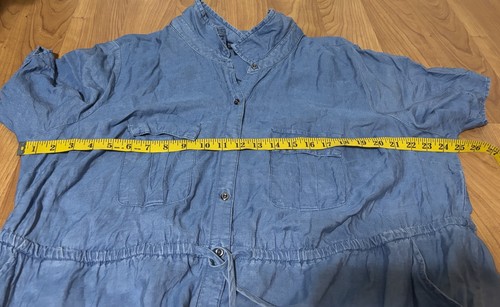 Torrid Women’s XXL (2) Blue Chambray Button Front Drawstring Shirt Midi Dress - Picture 5 of 12