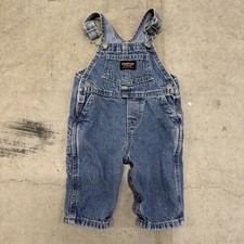 Vintage Oshkosh B Gosh Denim Overalls Size 3-4M Blue Made In USA