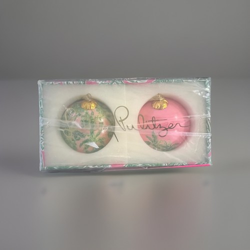 Lilly Pulitzer Bauble Christmas Ornaments Palm Pink New In Box!