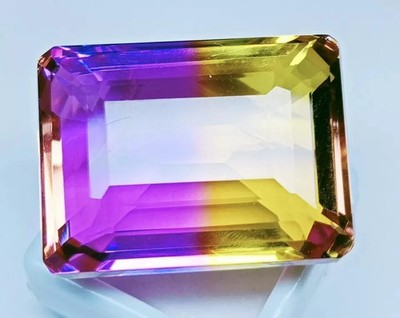 Certified 100.10 Ct+Natural Tourmaline Bi-Color Emerald Shape Loose Gemstone AAA