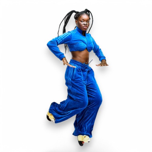 Jeremy Scott Blue Velour Adidas Originals Tracksuit Sweatsuit Womens Size XL NWT - Picture 13 of 13