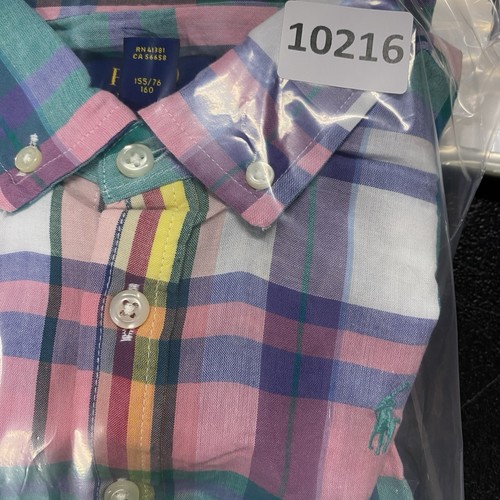 Polo Ralph Lauren Dress Youth 16 Pink Button Front Tied Plaid Pony Short Sleeve - Picture 13 of 13