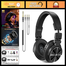 Professional Studio Monitor Headphones - 50mm Drivers, 40kHz DJ Stereo, 1/4" to