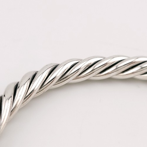 David Yurman Sterlingsilber & weißer Diamant 6 mm Kabel Kuppel Flex Armband - Bild 14 von 15