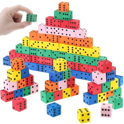 Jenaai 100 Pcs Foam Dice for Classroom Small Colorful Dice Cubes with Number ...