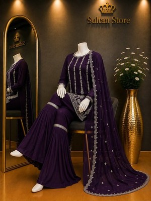 Elegantes Abendkleid Damen 3-teilig ,Punjabi Salwar Kameez ,Party Hochzeit , XL