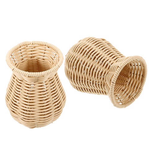  2 Stück geflochtene Blumenbehälter Bauernhaus Vase Deko Handarbeit Deko - Bild 2 von 18