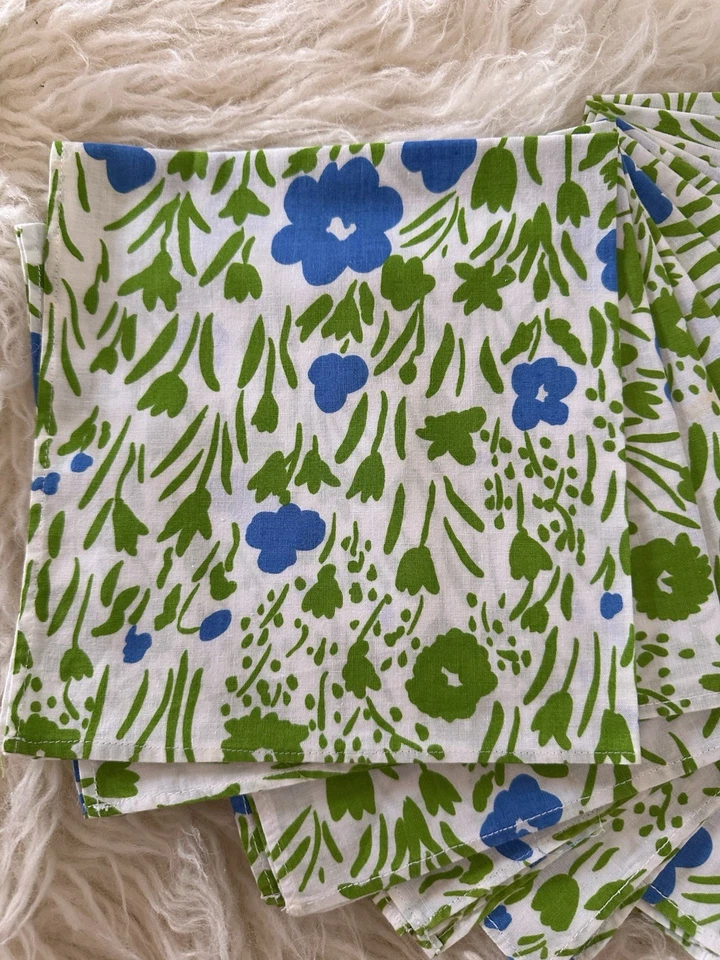 Lot 12 Serviettes De Table Rétro Fleurie 70's Vintage - Photo 2/4