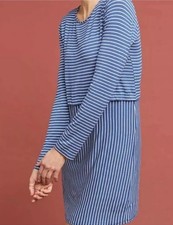 Dolan Michaela Anthropologie Blue Knit Tunic Dress XS New NWT White Stripes