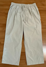 MUJI 100 Cotton Drawstring Pants Beige Medium Relaxed Wide Leg Minimalist