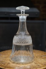 Vintage geschliffene Kristall Whisky Karaffe Sternsockel & Rautenmuster 28 cm um 1930