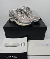 CHANEL Sneakers Fabric Laminated & Pink Silver 250 120697546
